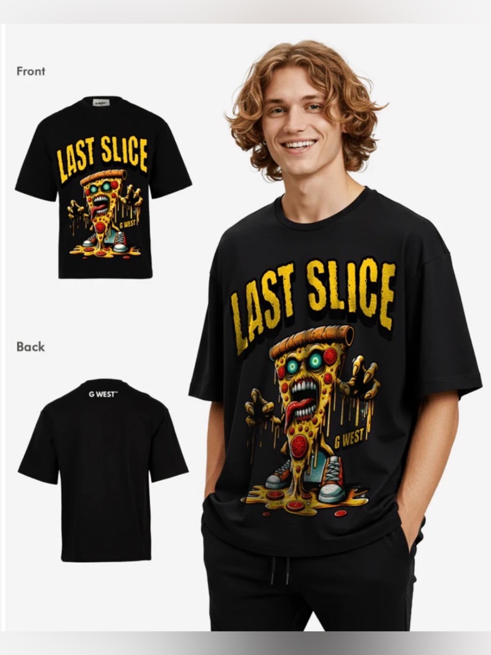 NWT G-WEST Last Slice Oversized Heavyweight Tee Black - 4XB